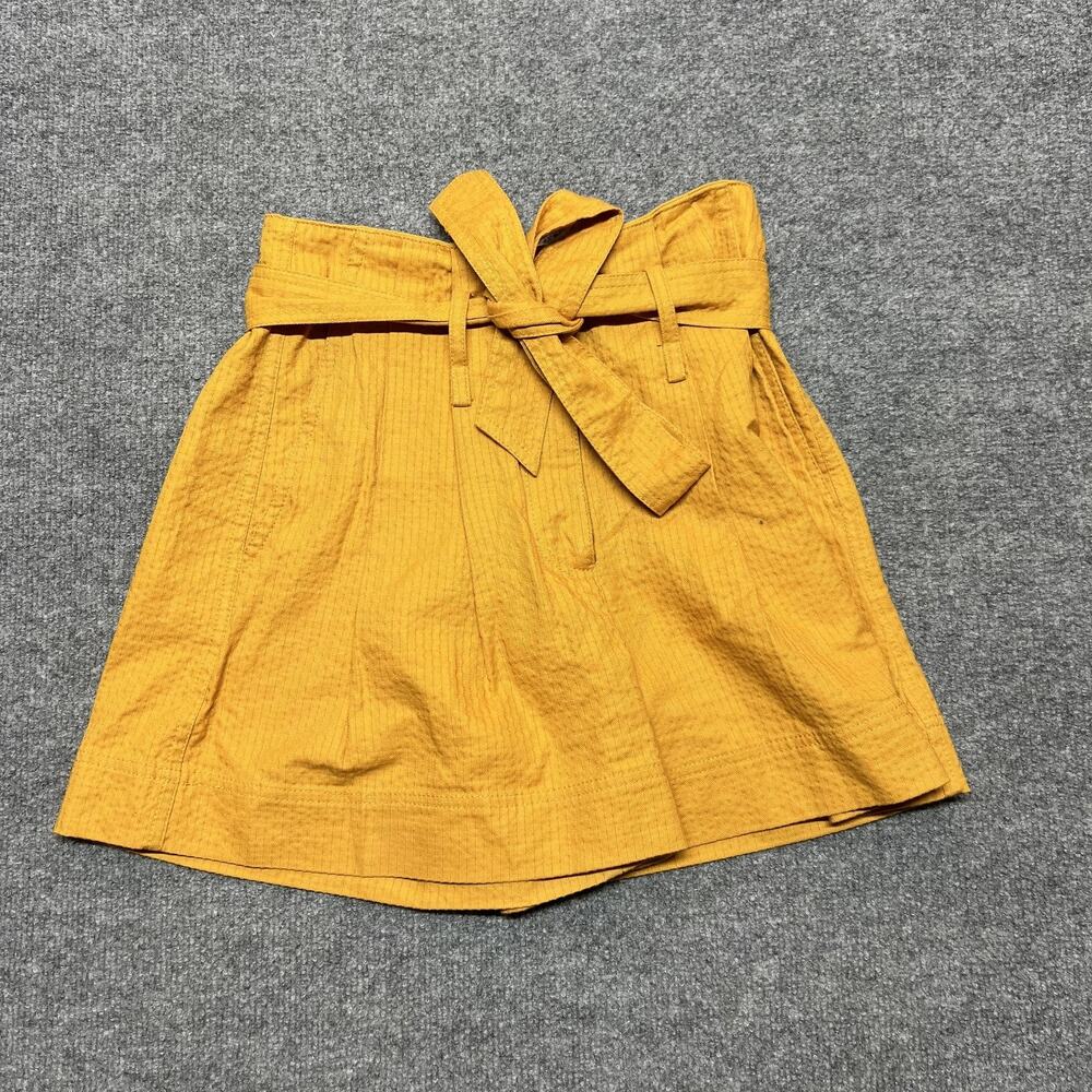 Baum Und Pferdgarten Shorts Womens 34 Yellow Paperbag Seersucker Belted